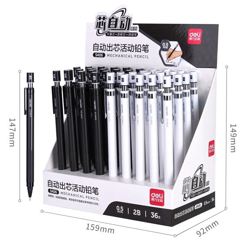 

36Pcs Deli S406 0.5mm Mechanical Pencil School Student Supplies Stationery