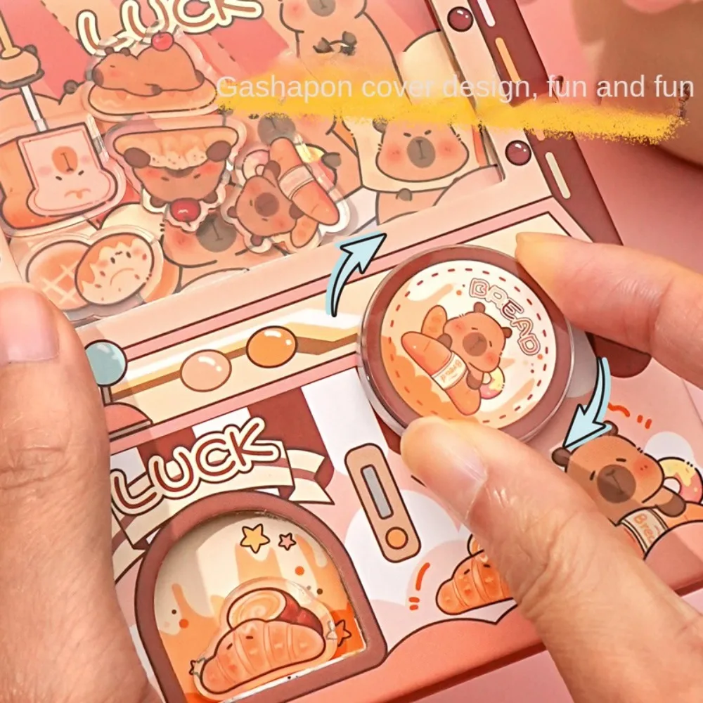 Cute Color Inner Page Gashapon Mahines Notebook Relaxing Kawaii Capybara Notebook Shaking Diary Square Writing Pad Girls