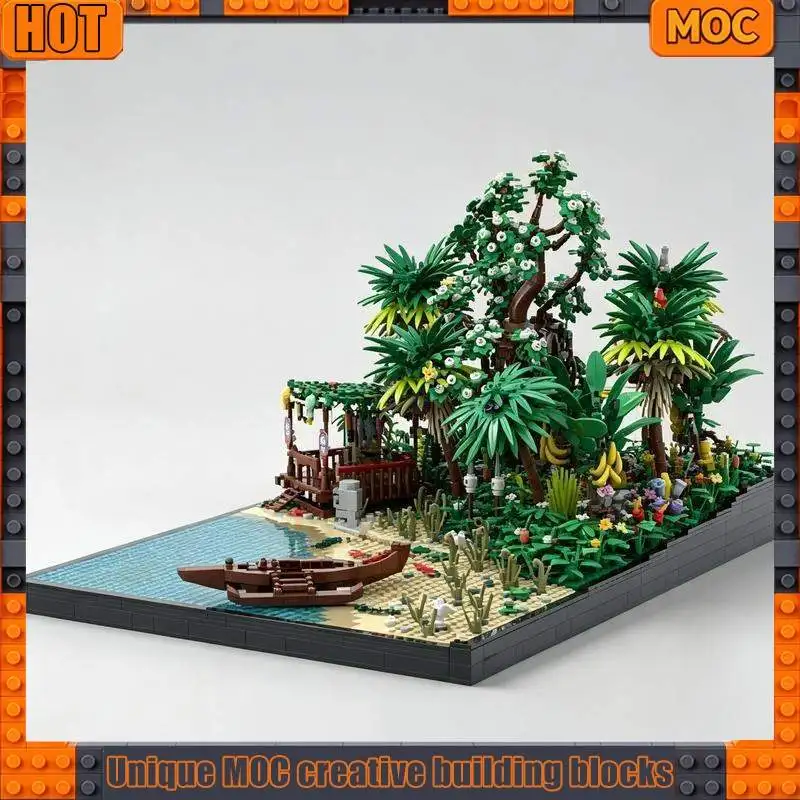 4610PCS Coral Reef Island Extension Building Blocks Tropical Beach Pirate Scene Model Custom Puzzle DIY Toy Gift Collection
