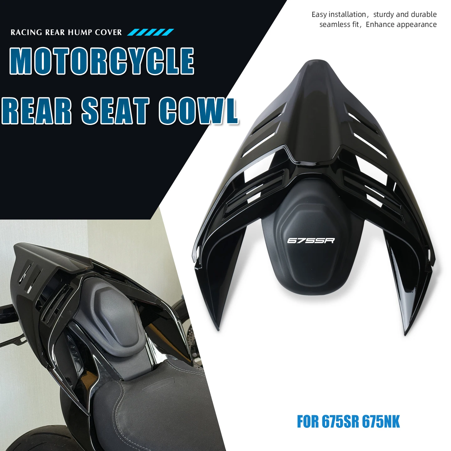 

For 675SR 675NK 675 SR 675SRR Motorcycle Modified Rear Hump Rear Wing Tail Cover Integrated Competition Hump