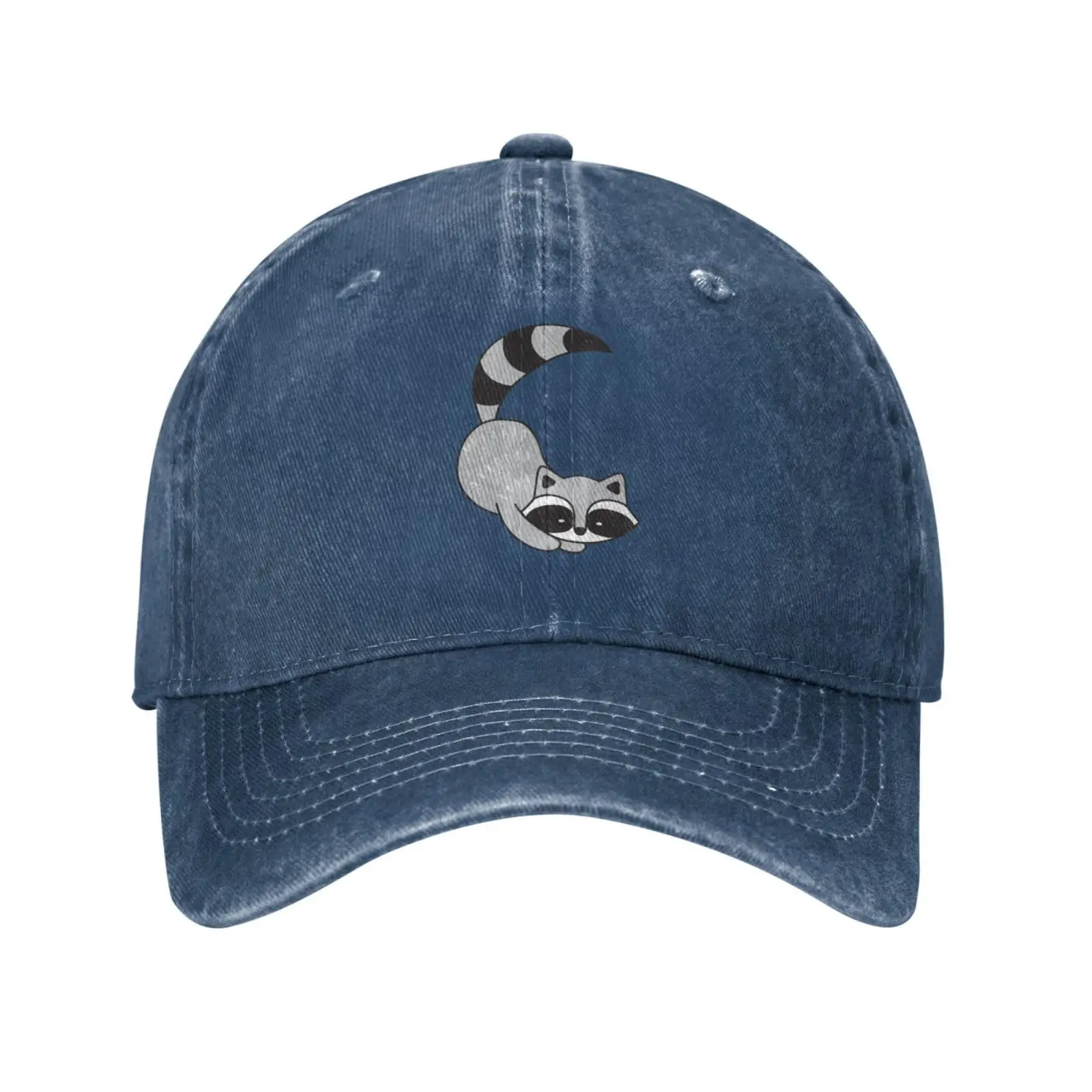 

Cute Racoon Vintage Distressed Adjustable Washed Denim Cotton Low Profile Men Dad Trucker Hat Unisex Cotton Fashion Washed Cap