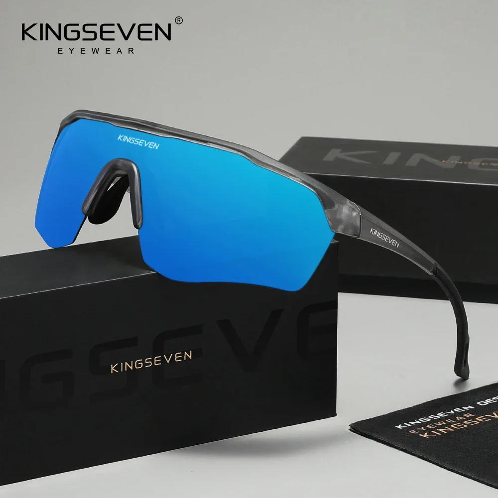 KINGSEVEN Übergroße Unisex-Fahrradsonnenbrille, polarisiert, UV400, Outdoor-Reitbrille, schützende Sportbrille