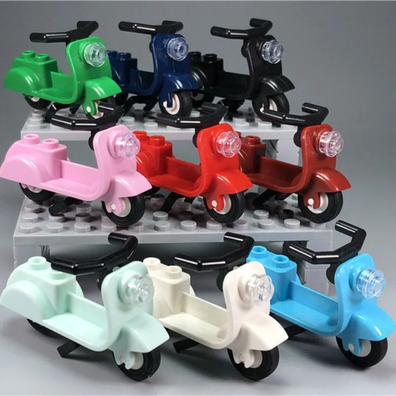 MOC Small Particle Building Blocks Toy Motorcycle Small Sheep Small Electric Donkey Splicing DIY with Personality Doll