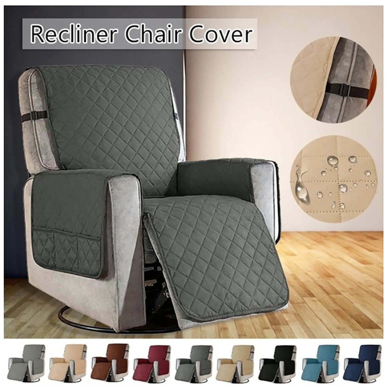 

Reversible Recliner Sofa Covers Checkered Print Sofa Mat Washable Recliner Protector Cover Water Cover With Side Pockets