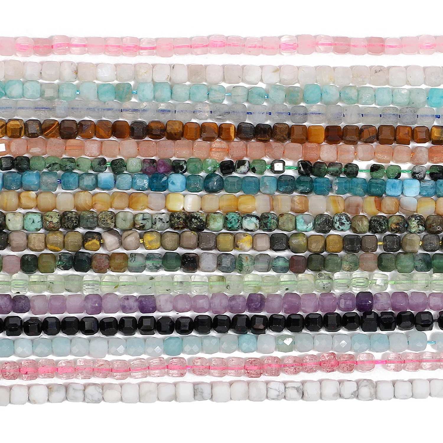 2.5-3mm Faceted Square Cube Beads Natural Sunstone Africa Turquoise Labradorite Loose Beads for Jewelry Making Diy Accessories