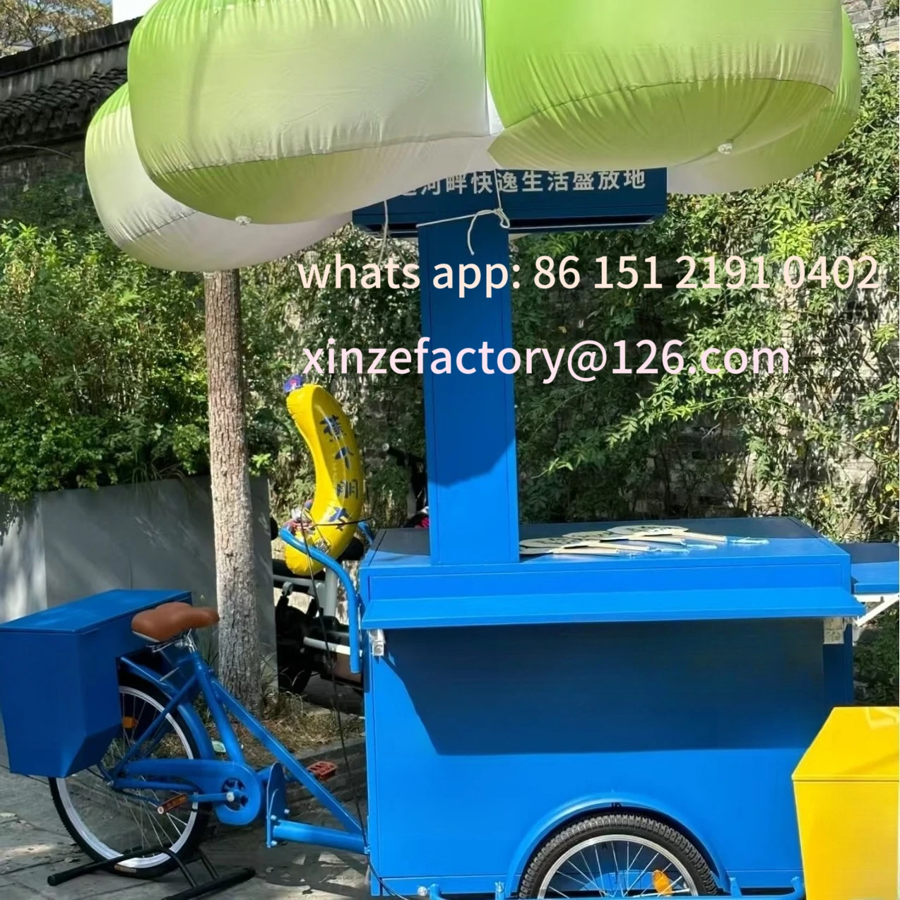Customizable night market upside down donkey stall tricycle coffee milk tea dining car ice cream promotion mobile display cart view 4