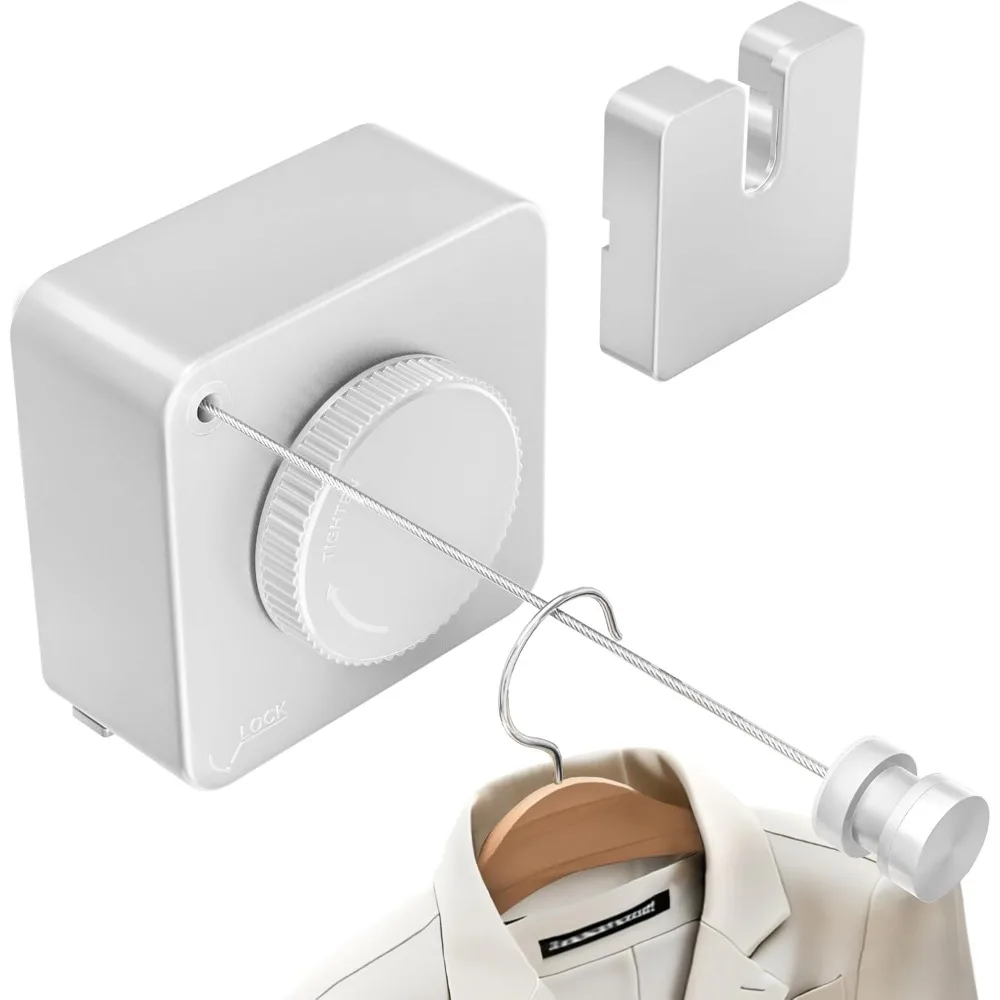 

Retractable Heavy Duty Clothesline - Wall Mounted Indoor and Outdoor Laundry Drying Solution, 15.7ft Anti-Sagging Stainless Stee