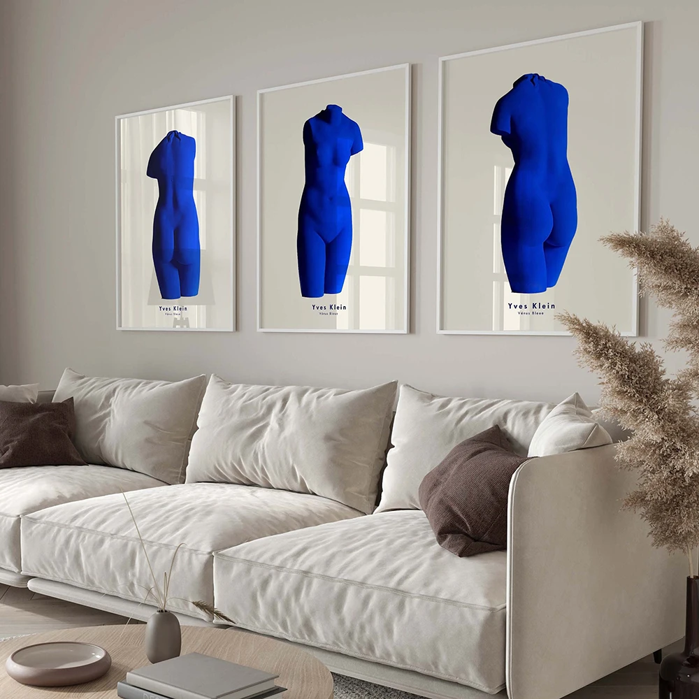 

Modern Yves Klein Venus Bleue Wall Art Posters Woman Canvas Paintings Print Monochrome Pictures Bedroom Interior Home Room Decor