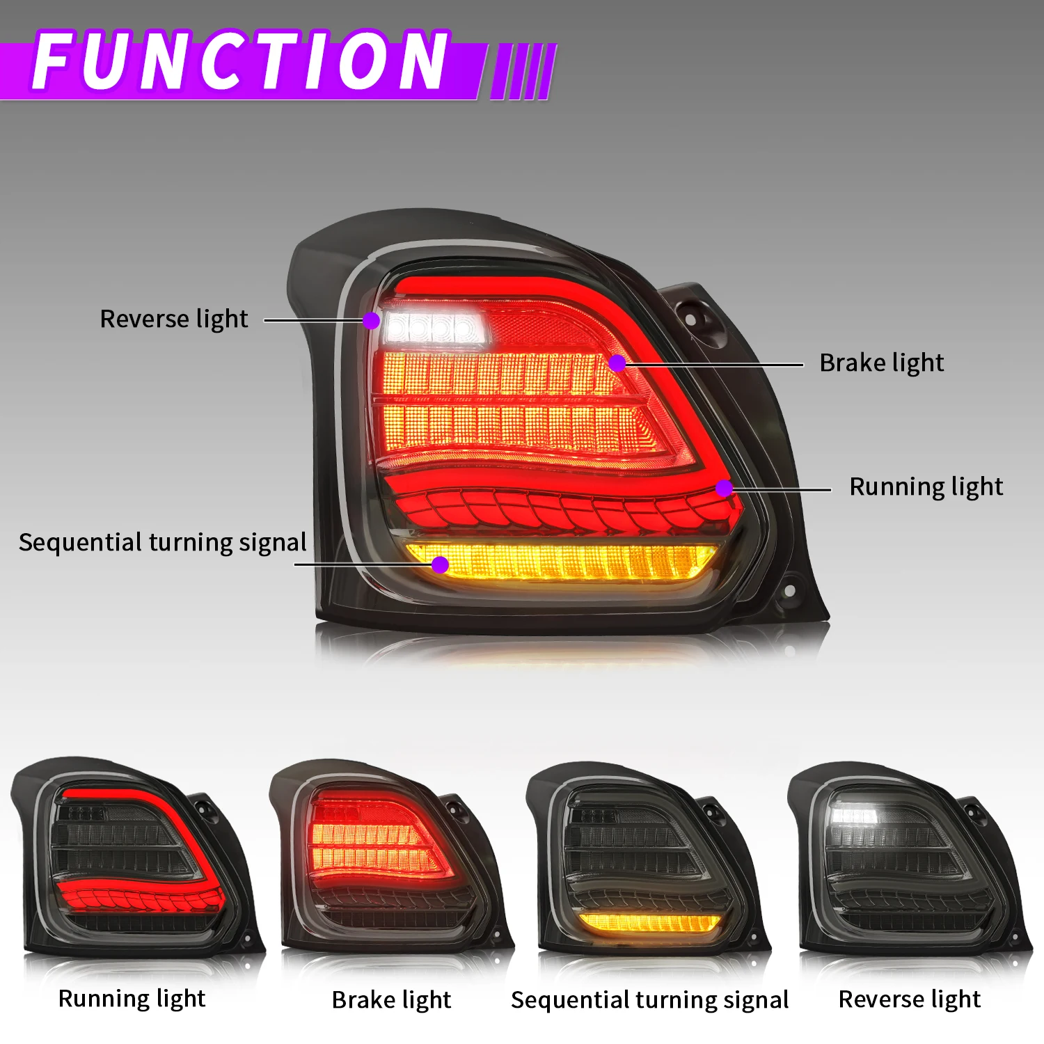 Archaic Car Lighting Assembly for Swifts LED Back Lamp Plug and Play for Suzuki Swift Taillights 2017-2020