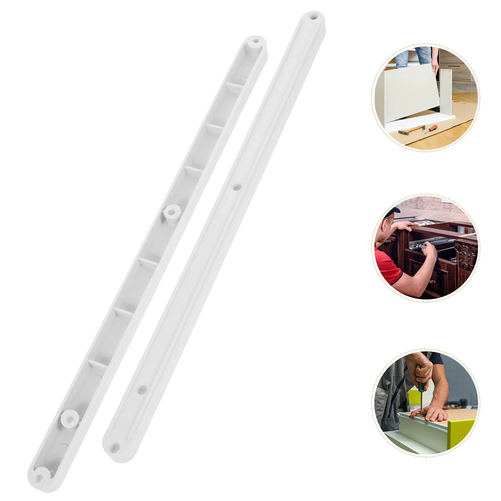 2 Pcs Cabinet Drawer Track Plastic Rails Guides Side Mount Slides Tray Wardrobe Replacement Parts Glides and White 12 Inch