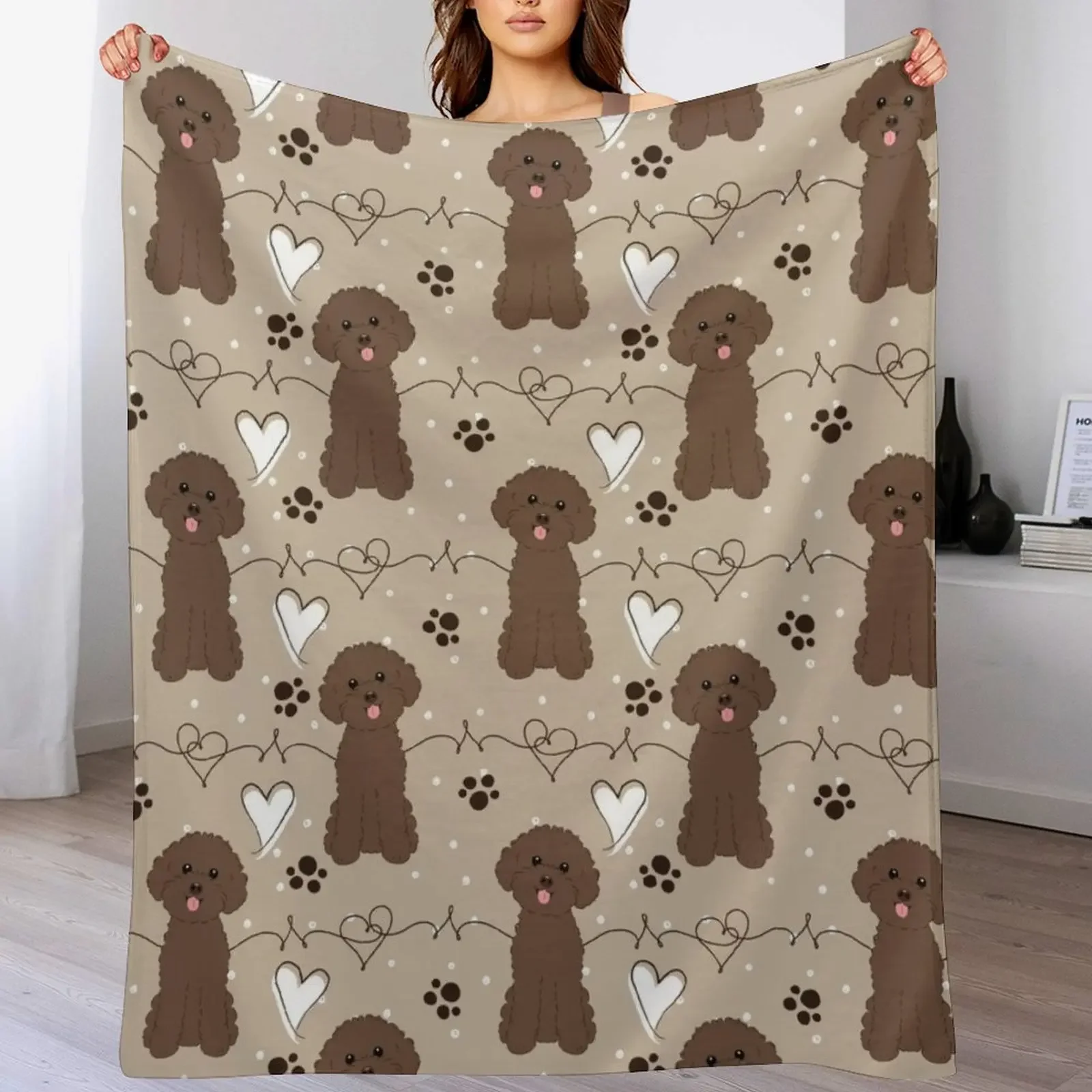 

LOVE Chocolate Toy Poodle Throw Blanket Custom blankets ands Shaggy Hairy Blankets