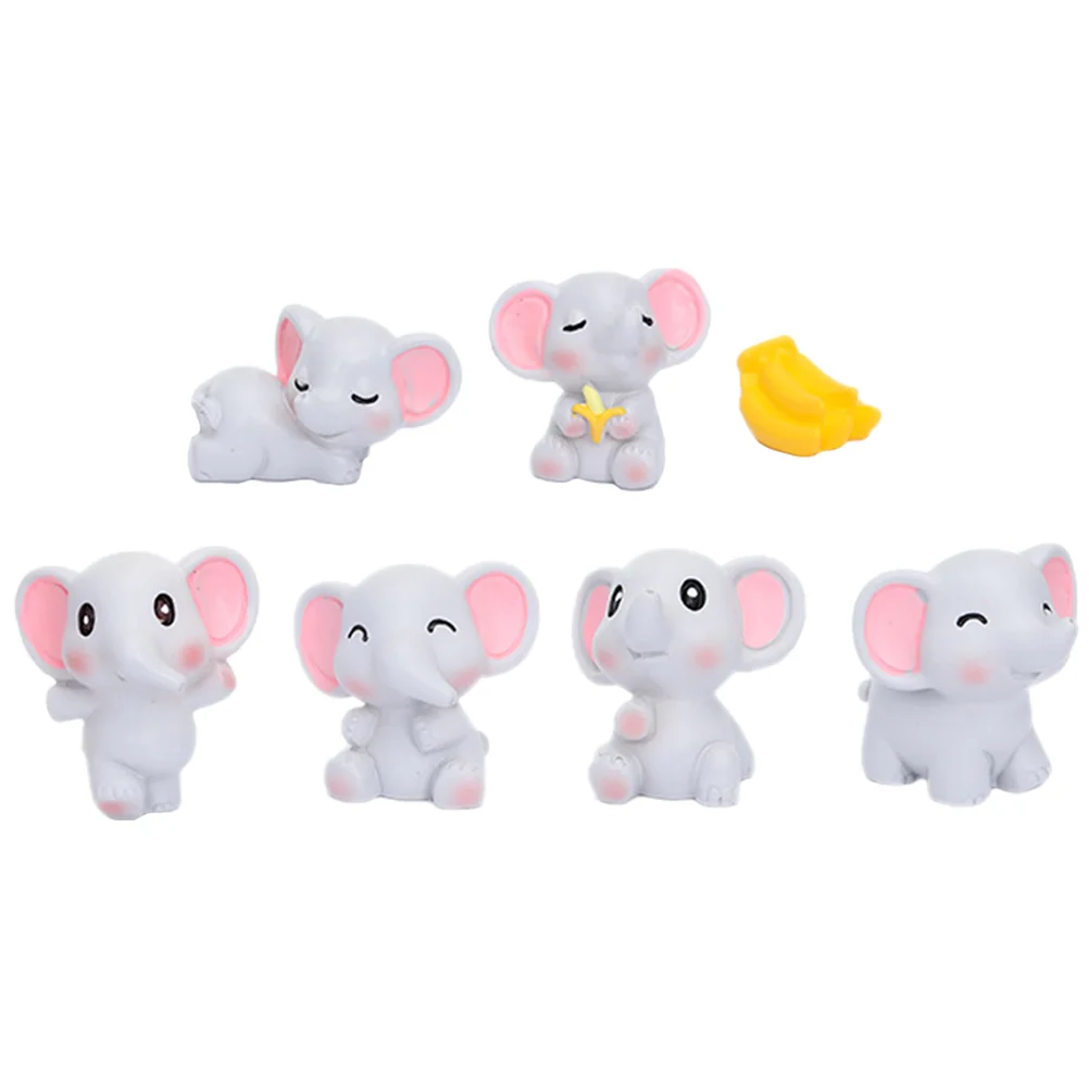 Mini Resin Elephant Figurine Animal Figures The Shape Ornament Bonsai Decors Toy for Kids Exquisite Delicate Statue