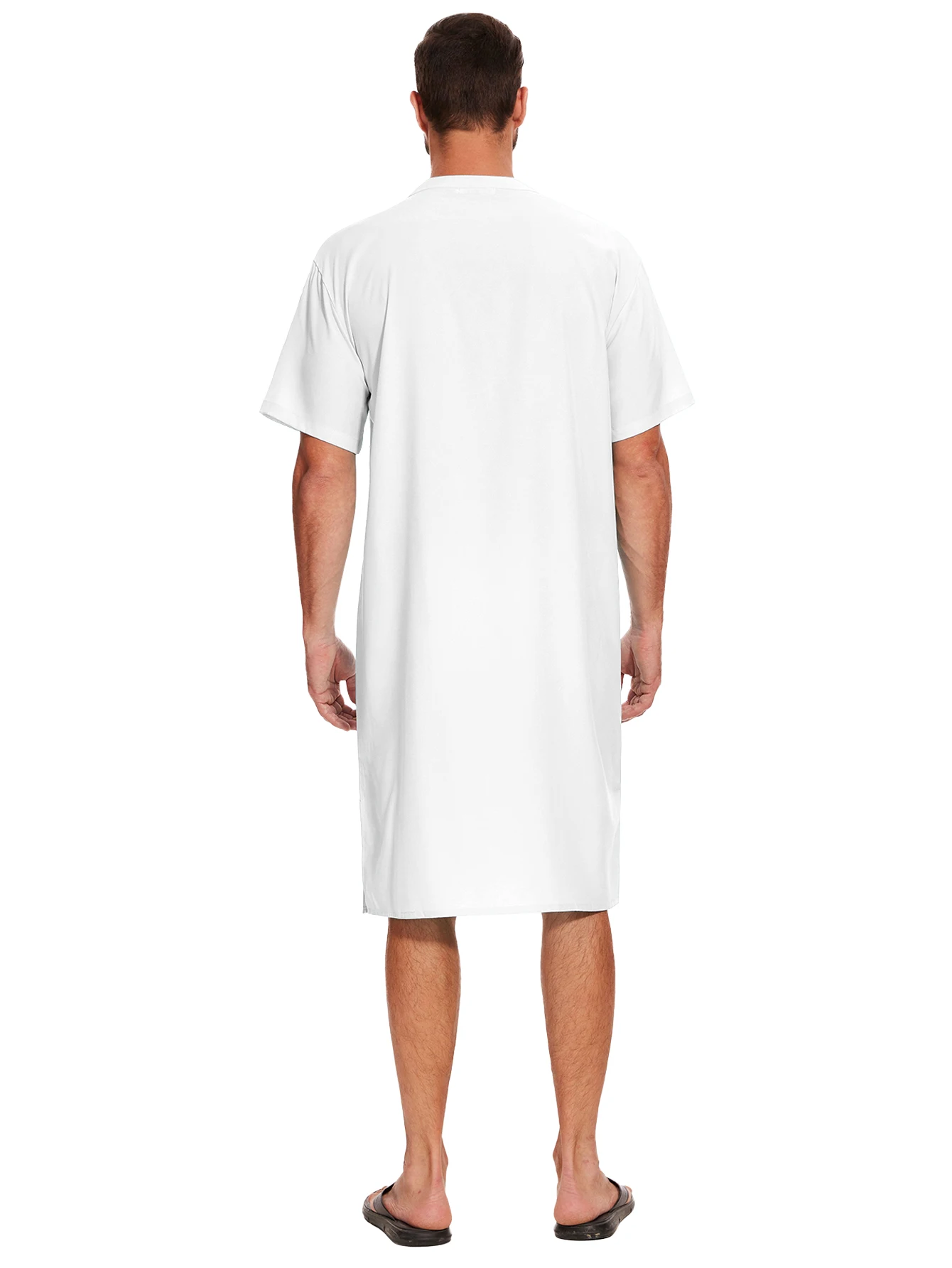 Mens Musulmano Thobe Manica Corta Vestaglie Abaya Casual Maschio Islamico Arabo Caftano per Gli Uomini Abito Saudita Da Uomo Arabo Thobe Marocchino Veste