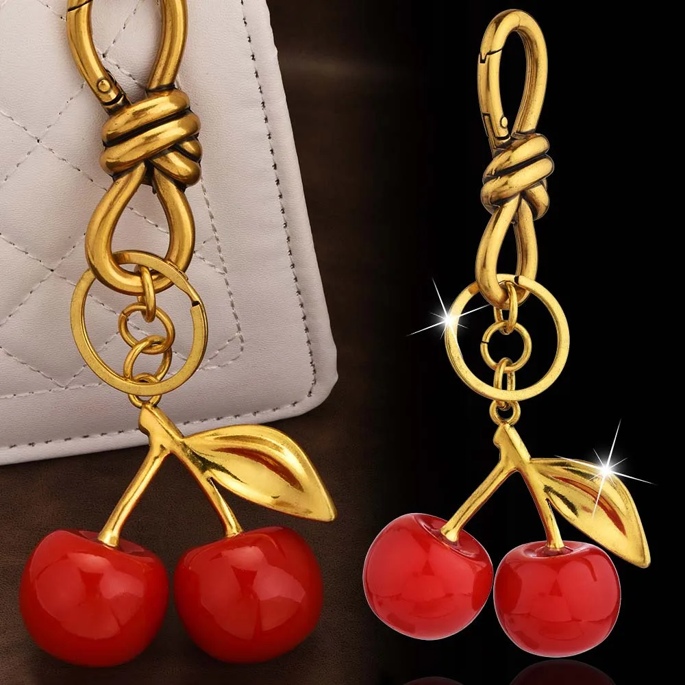 Ornaments Cherry Keychain 3D Crafts Key Decoration Crystal Cherry Pendant Bag Accessories Handbag Jewelry Cherry Charms