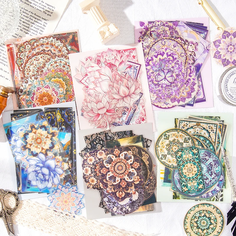 Card Lover 30 Pcs [Fantasy Treasure Series] Classical Pattern Hand Tent Multitone PET Sticker Paper Material Scrapbook Kit