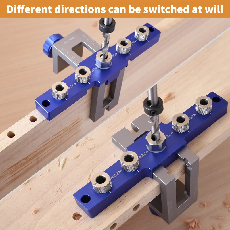 5 Holes Dowel Jig Kit Aluminum Doweling Jig 3/8 in 5/16 in 1/4 in Straight Holes Drill Guide Locator Pocket Hole Dowel Drilling