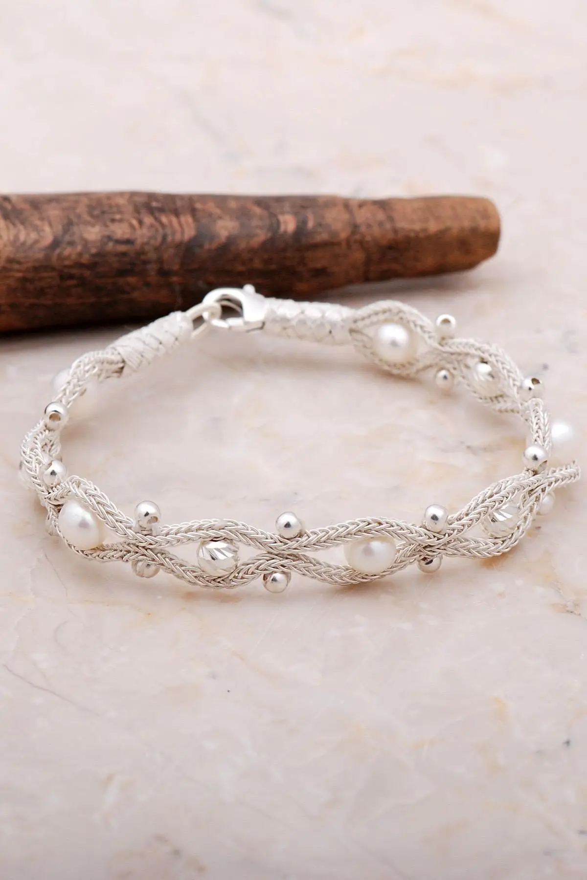 Pearl Stone Handmade 1000 Sterling Silver Bracelet for Women Elegant Fashion Jewelry Diamond браслеты на руку Birthday Gift