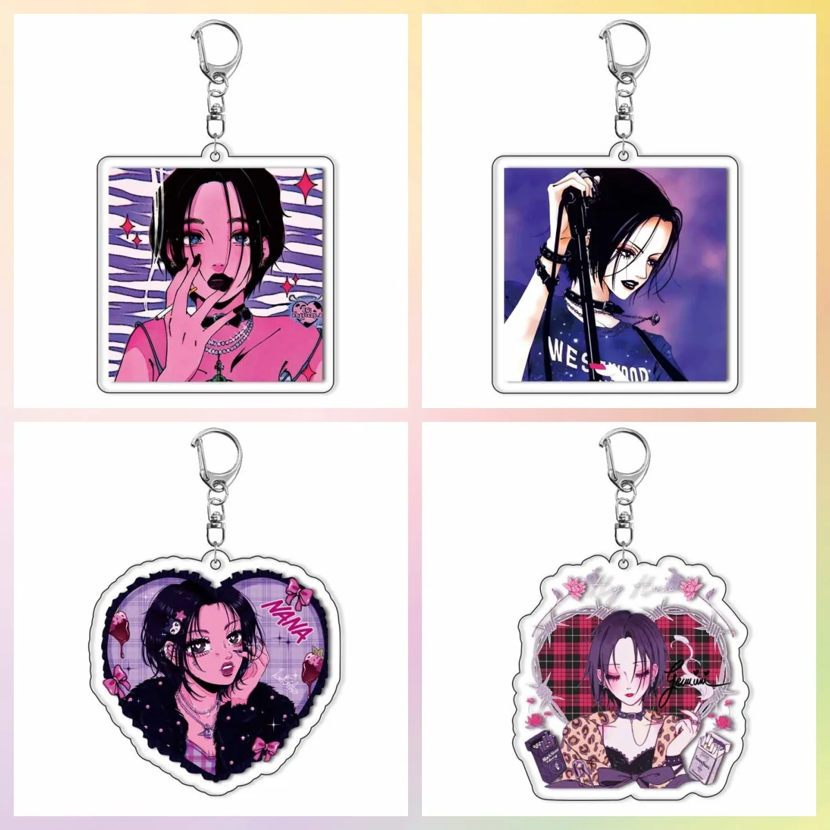 Anime NANA Osaki Keychain 6cm Ai Yazawa Osaki Serizawa Reira Figure Key Chain Ring  Fans Gifts  Pendant