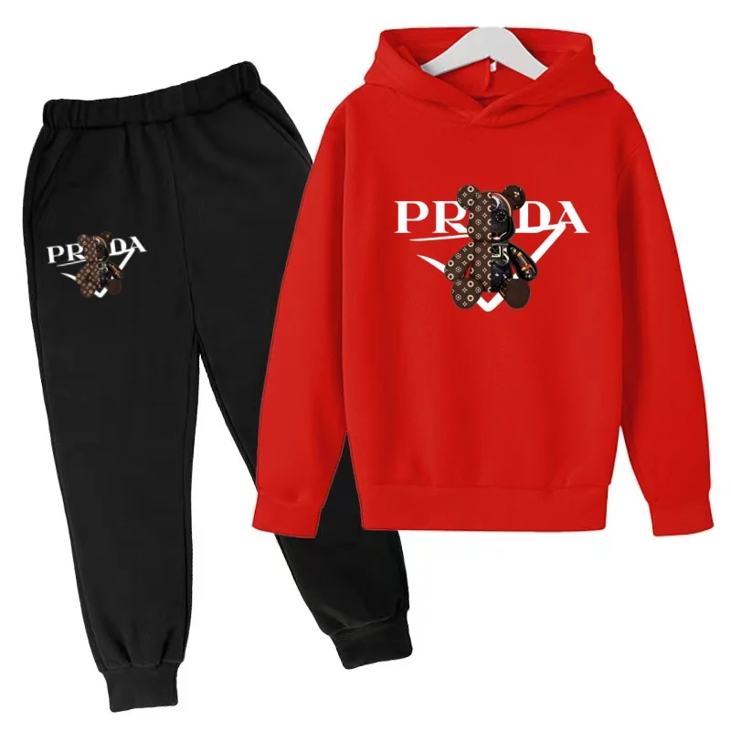 Bear Print Hoodie Set 5