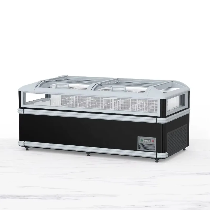 Airo Wholesale High Quality Supermarket 400L Auto Defrosting Chest Island Freezer With Two Compartments Meat Refrigerator