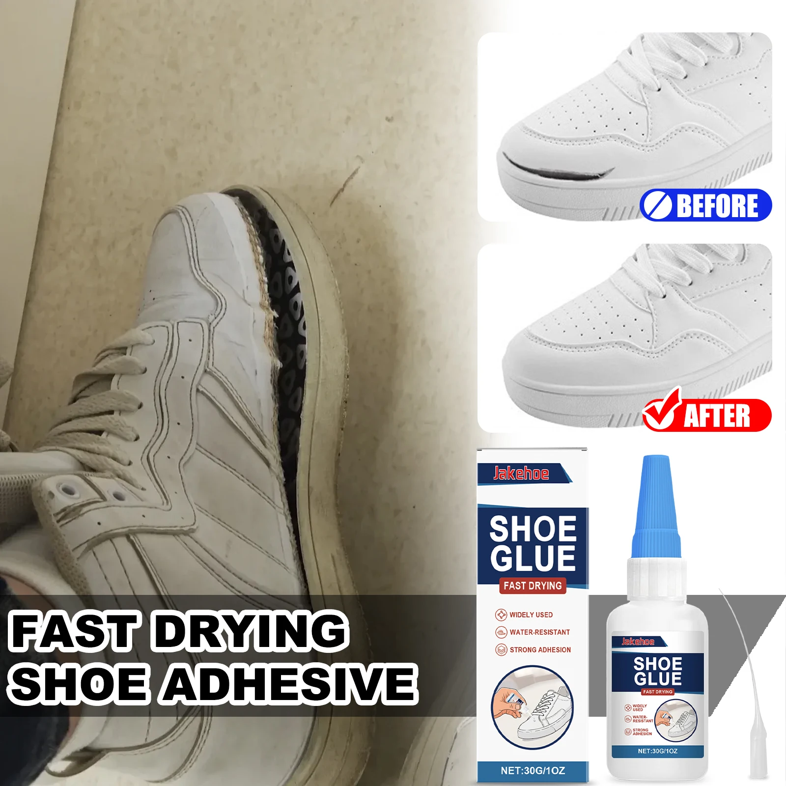 JAKEHOE pegamento para reparación de zapatos fuerte adherencia 24H adhesivo de secado rápido efecto de reparación de aspecto Natural impermeable resistente a la humedad