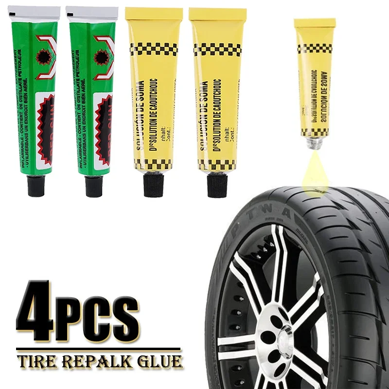 4PCS Tire Repairing Glue Car Motorcycle Bicycle Inner Tube Puncture Repair Vulcanized Glue Agent Emergency Portable Tyre Glue