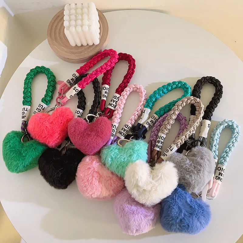 

Модный милый девчачий стиль Ins — белый пушистый шарм в форме сердца, вращающийся ремешок для телефона/подвеска для сумки/универсальный брелок