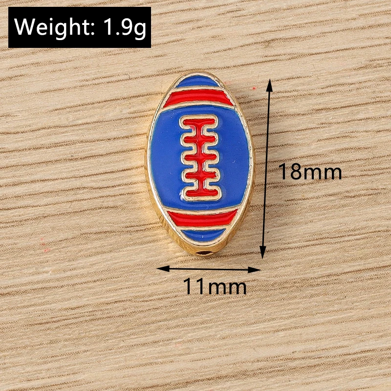 10 Stück 11 x 18 mm niedliche Emaille-Sport-Rugby-Ball-Charms, Abstandsperlen für Schmuckherstellung, DIY, handgefertigte Armbänder, Halsketten, Basteln, Geschenke – Detail 1