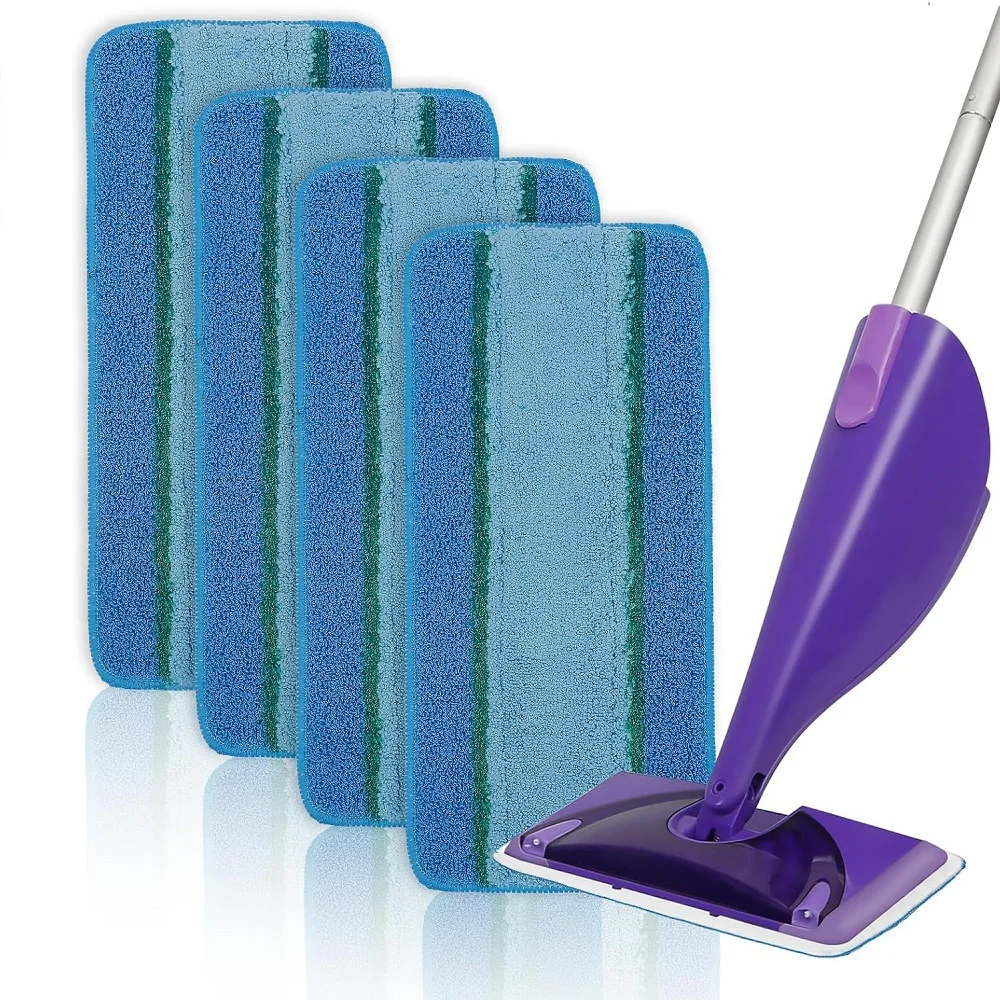 

4 упаковки многоразовых подушечек для швабр Swiffer WetJet, моющиеся салфетки из микрофибры для швабр с распылителем 10-12 дюймов, моющиеся сменные подушечки для пола