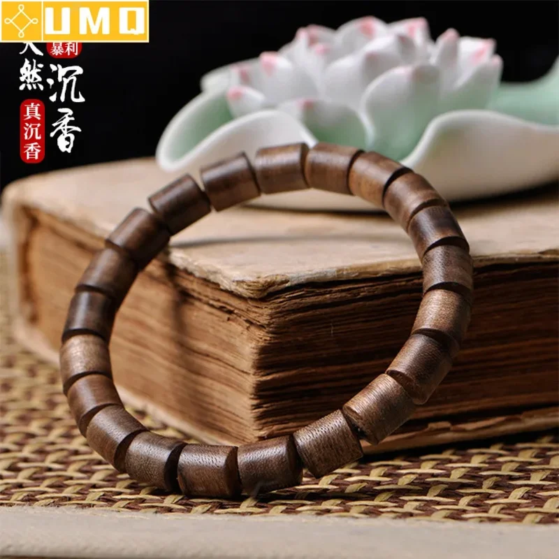 

High-grade Buddha 8*9mm Beads Bracelets for Men Women Buddhism Handmade Jewelry Stretch Barrels Beaded Wooden Bangle