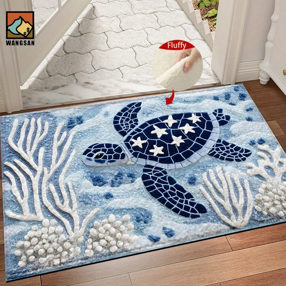 Undersea Turtle Pattern Soft and Comfortable Bathroom Mat Home Decor Kitchen Floor Mat Laundry Rugs Runner Rugs Bedside Carpet
