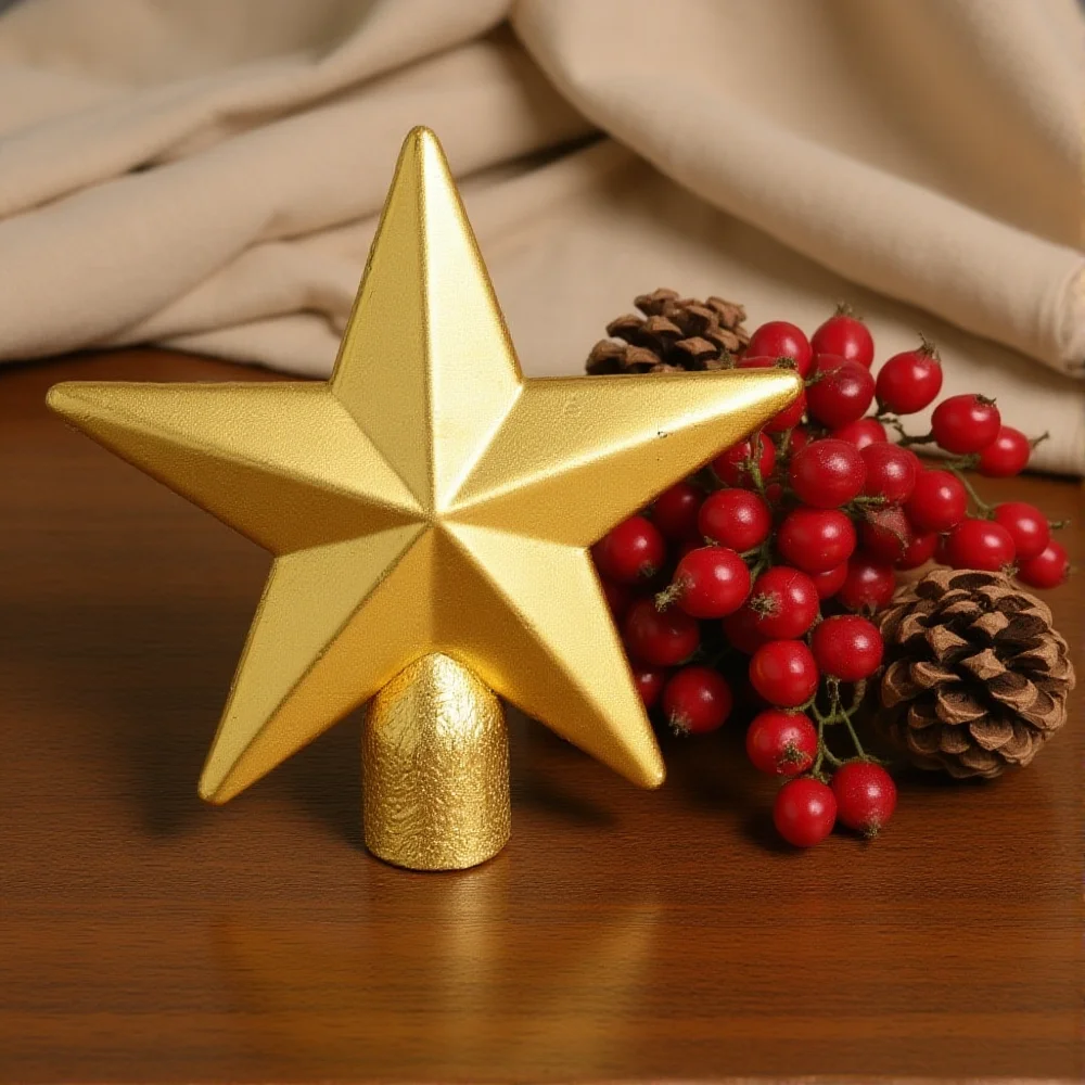  1 قطعة شجرة عيد الميلاد الصغيرة توبر 6 سنتيمتر شجرة نجمة صغيرة توبر عيد الميلاد ستار شجرة أعلى الحلي الذهبي زينة عيد الميلاد #4