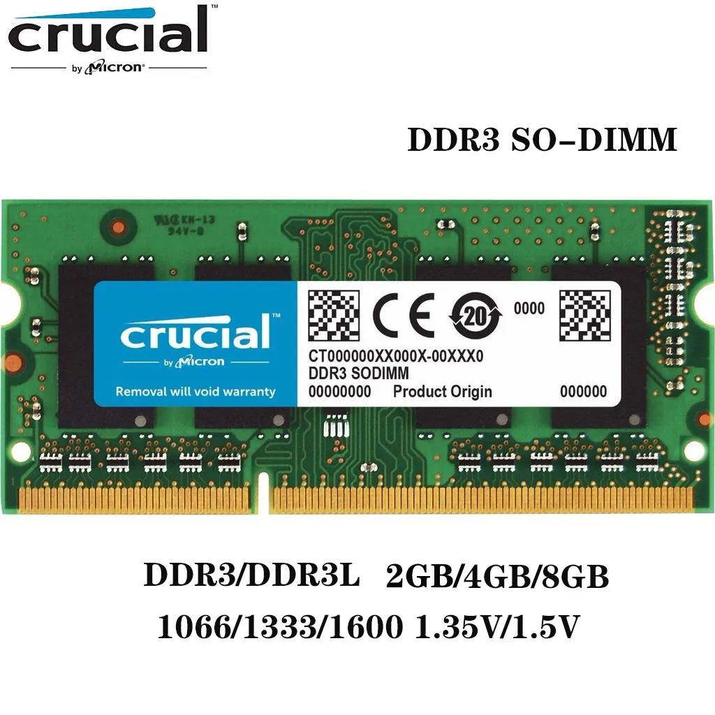 حاسمة ذاكرة الوصول العشوائي للكمبيوتر المحمول ddr3 ddr3l 8gb 4gb 2gb 16GB 1600mhz 1333mhz 1066mhz SODIMM الذاكرة PC3-12800S PC3L #2