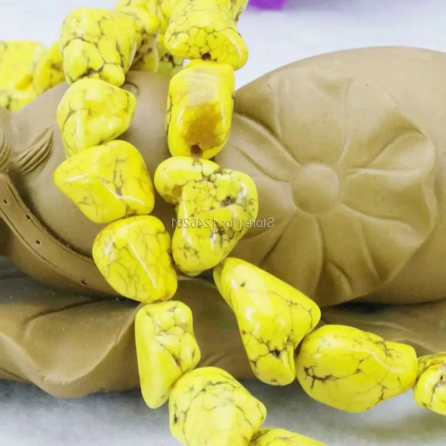 

10-14mm Accessories Irregular Yellow Turkey Stone Loose Beads Stone DIY Howlite Accessory Parts 15inch Jewelry Gems Gifts Making