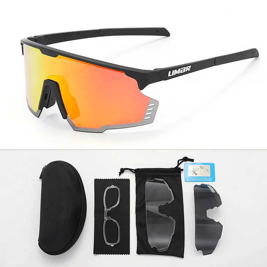 Outdoor sports cycling glasses 3 lenses polarized light bicycle mountain bike off-road eye protection sunglasses