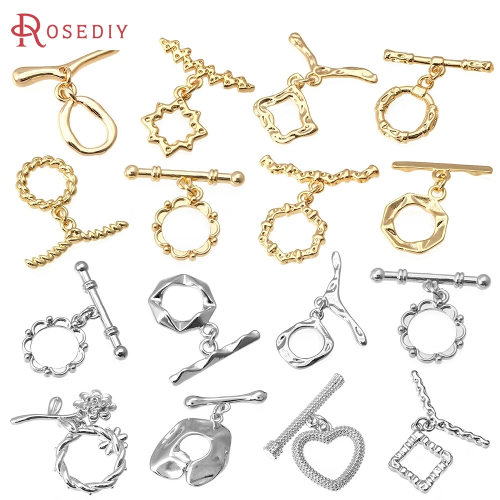 

6 Sets 18K Gold Color Brass Round O Toggle Clasps Bracelet Connect Clasps High Quality Diy Jewelry Accessories Making Materials
