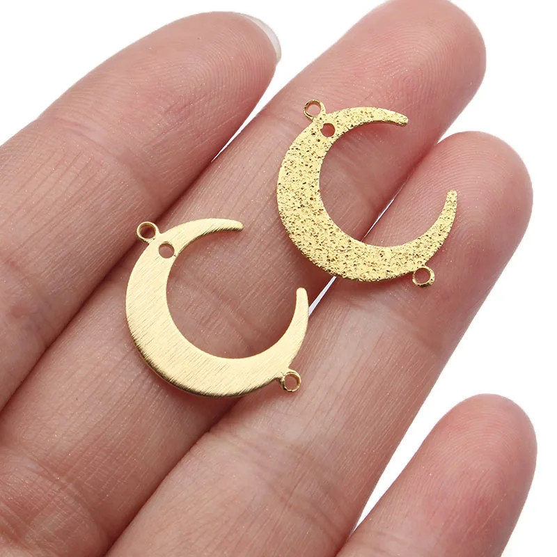 20pcs/lot Original Brass Textured Crescent Moon Charms Connector For DIY Handmade Necklace Earrings Jewelry Making Accessories