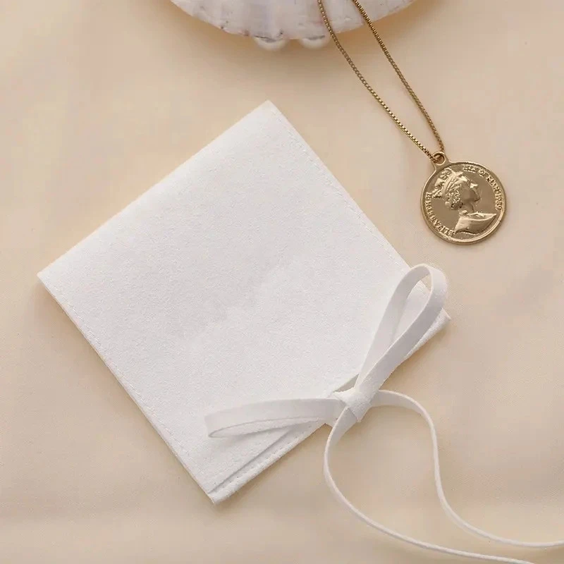 

Jewelry Pouches White Microfiber Small Jewellry Bag Party Wedding Christmas Gift Organizer Packaging bag For Bracelet Ring Tarot