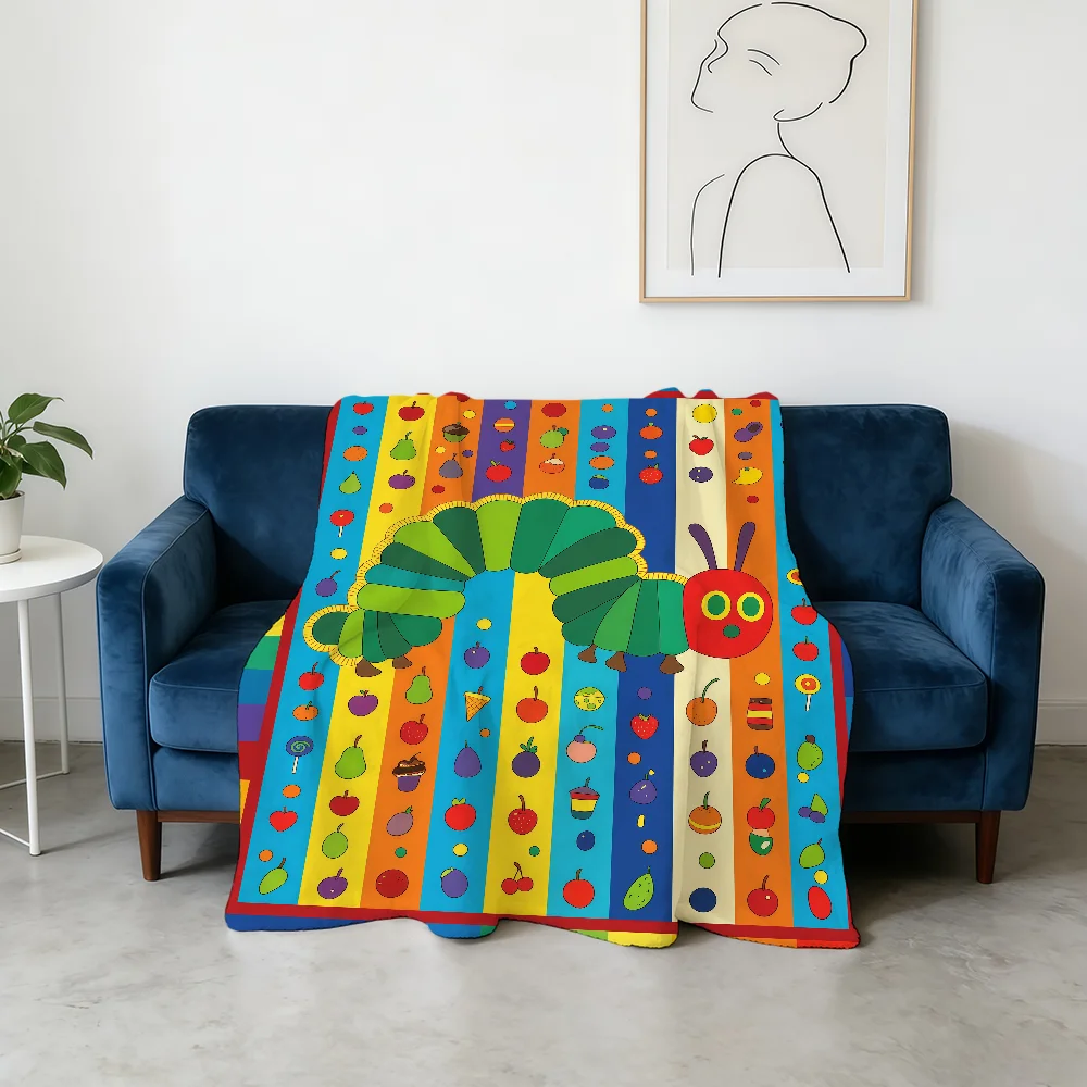 Cartoon V-Very H-Hungry C-Caterpillar Blanket Flannel Warm Soft Throw Blanket For Room Sofa Childish Birthday Gifts