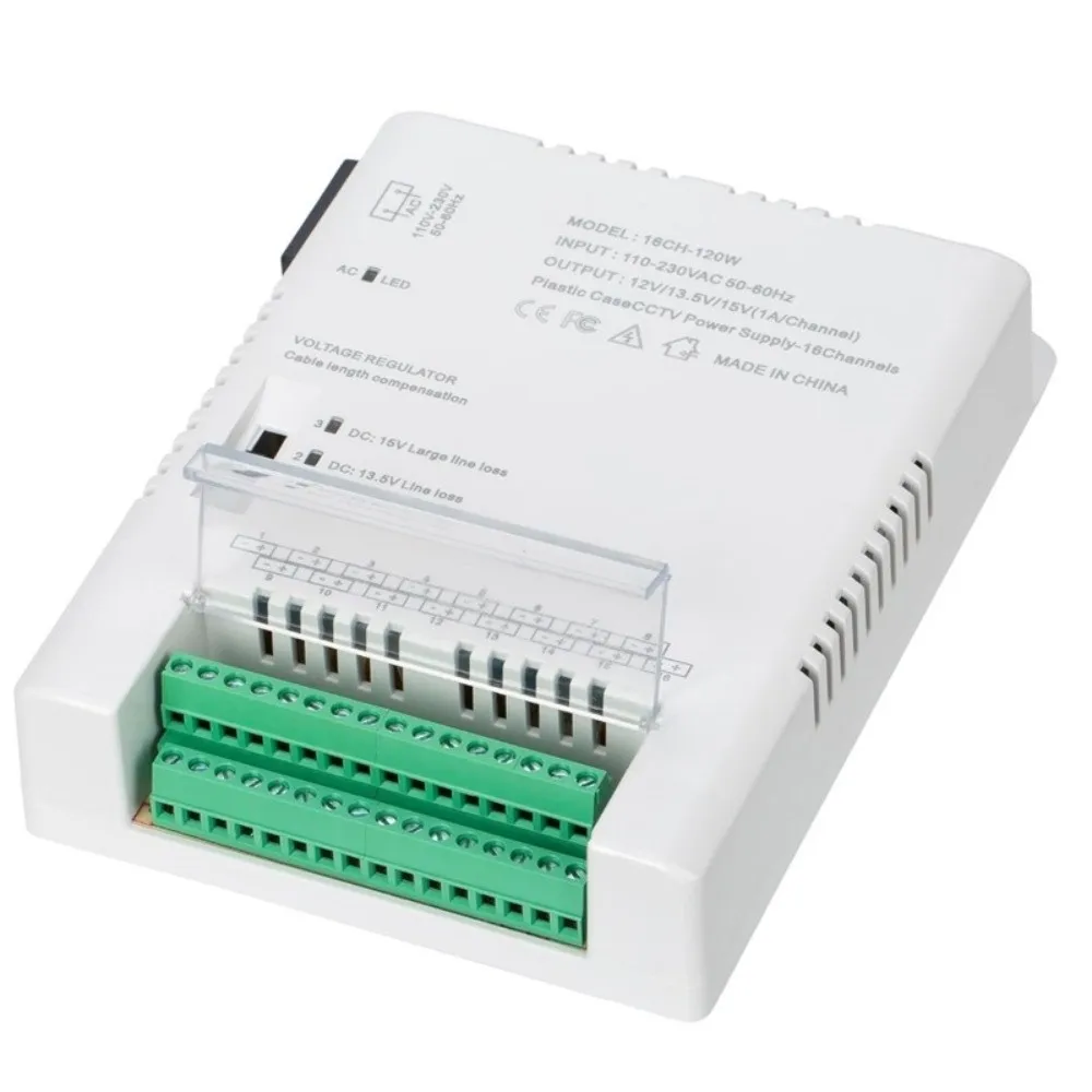 4/8/16 Channels CCTV Camera Power Supply 90V-264VAC Input 12V-13.8-15VDC Output Security Camera Power Supply