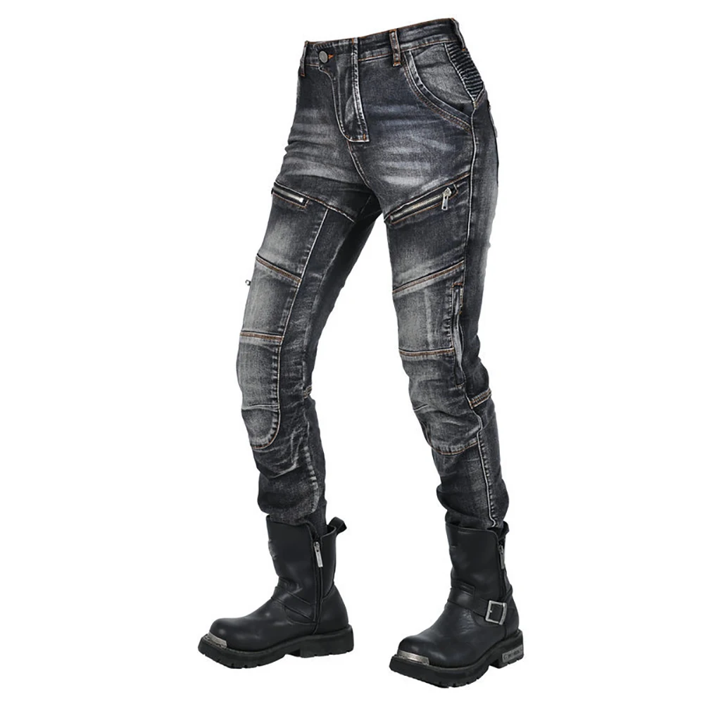 Frauen Retro Motorrad Jeans reißen und fallen widerstands fähige Motorrad fahren Schutz hose Motocross Reise Sicherheits ausrüstung