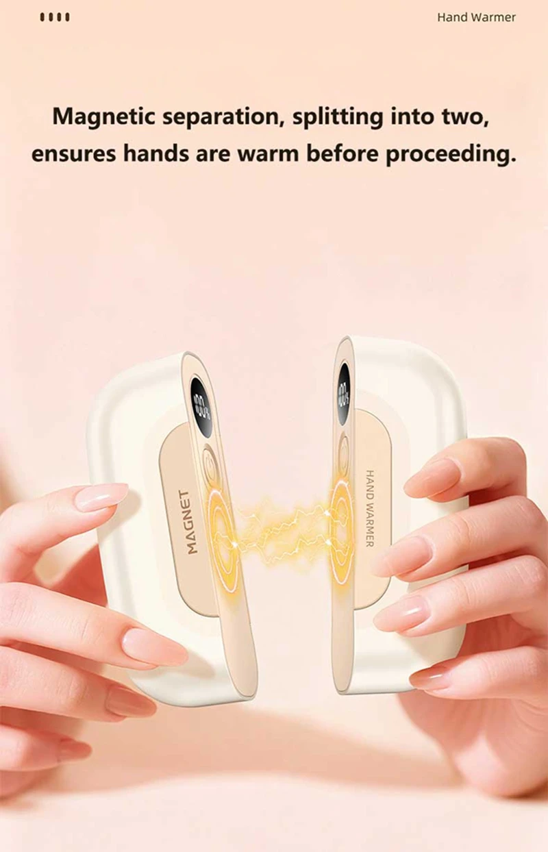 Hand Warmer 6000mah Rechargeable Magnetic Split-type Design Electric Handwarmers Skin-friendly Material Electric Heater
