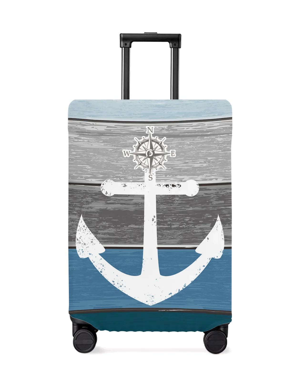 Vintage Farm Barn Wood Grain Anchor Blue Luggage Protective Cover Travel Accessories Suitcase Elastic Dust Case Protect Sleeve