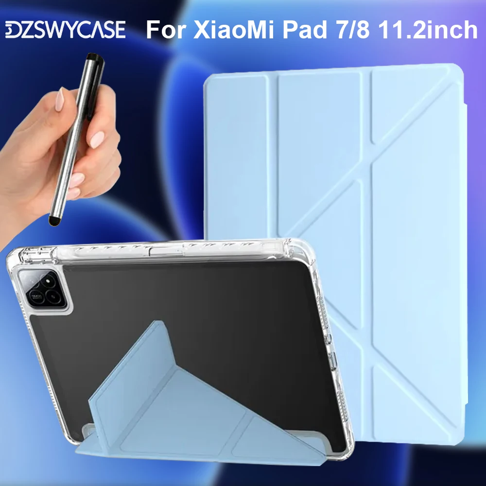 Hülle für Xiaomi Pad 7/7 Pro 11,2 Zoll, Hülle für Xiaomi Pad 8/8 Pro 11,2 Zoll, Acryl-Rückseite mit Aufwach-/Schlaffunktion und Stifthalter