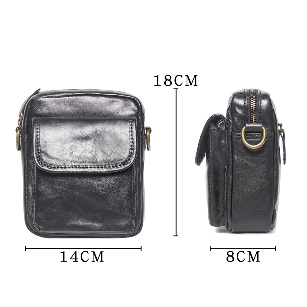 LUOKIR męska skórzana mała torba na ramię moda codzienna Crossbody lekka prosta torba na telefon komórkowy torba ze skóry wołowej — zdjęcie 7