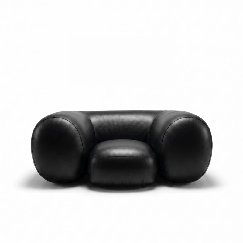 Minimalist living room U-shaped single leather sofa special-shaped lazy chair