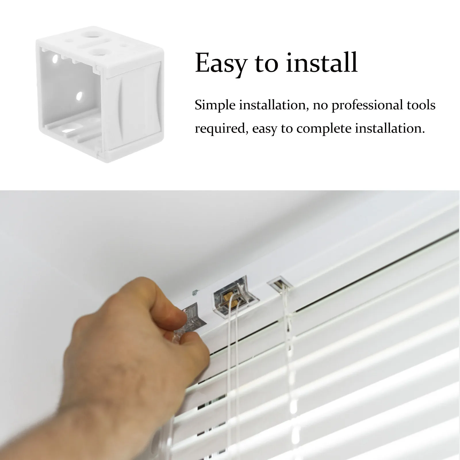 4Pcs White ABS Blinds Brackets Vertical Blind L Bracket Wall Mount Headrail Holder for Horizontal Mini Venetian Blinds Smooth
