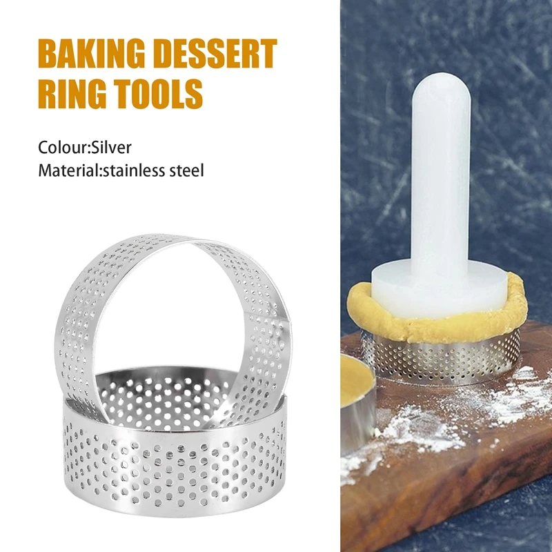 Stainless Steel Perforated Tart Ring, 5Pcs 5Cm Perforated Cake Mousse Ring, DIY Round Tart Rings For Baking Dessert Ring