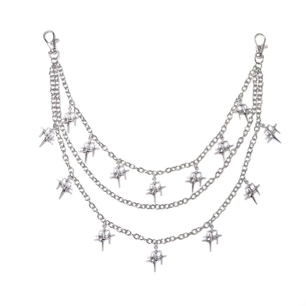 새로운 메탈 팬츠 체인 행잉 스타 펜던트 청바지 체인 키체인 기하학적 십자가 벨트 체인 선물