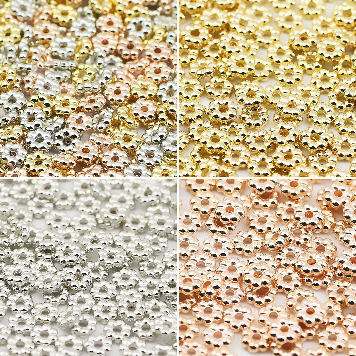 100-800pcs Gold Silver Plated 6mm CCB Snowflake Flake Spacer Loose Beads For Jewelry Making DIY Bracelets Necklaces Accessories